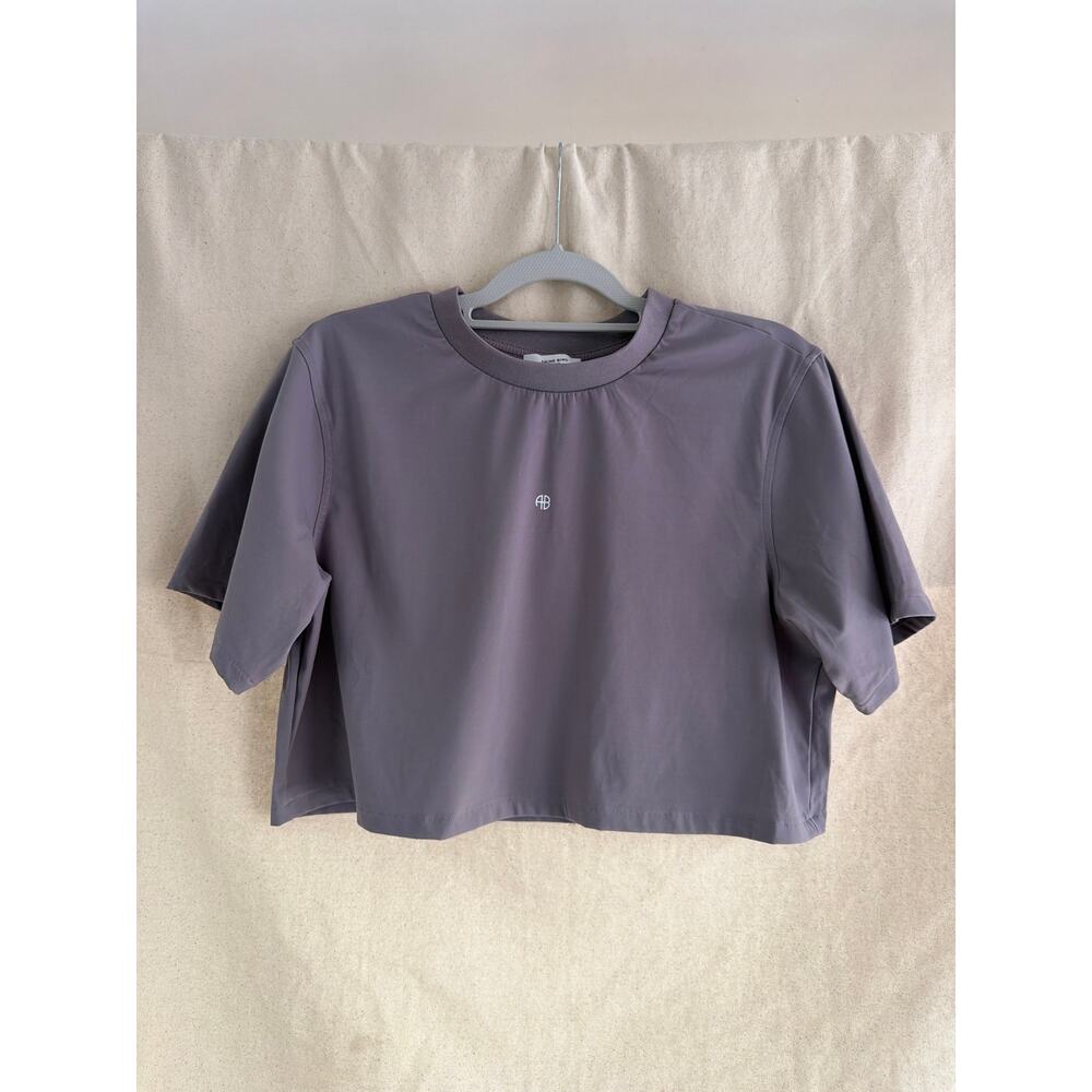Anine Bing Sport Cropped Athletic Tee Purple Zuri Tee Womens M